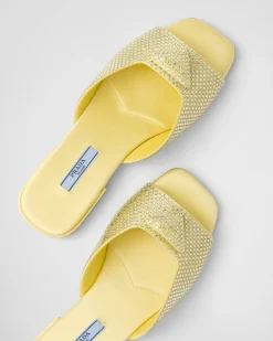 Mujer Prada PANTUFLAS Y CHINELAS^Sandalias De Satén Con Cristales