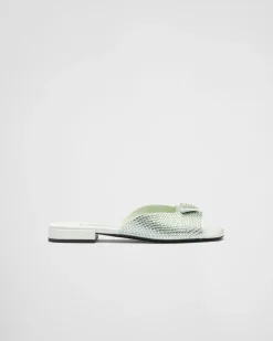 Mujer Prada PANTUFLAS Y CHINELAS^Sandalias De Satén Con Cristales