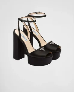 Mujer Prada SANDALIAS^Sandalias De Satén De Tacón Alto