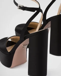 Mujer Prada SANDALIAS^Sandalias De Satén De Tacón Alto
