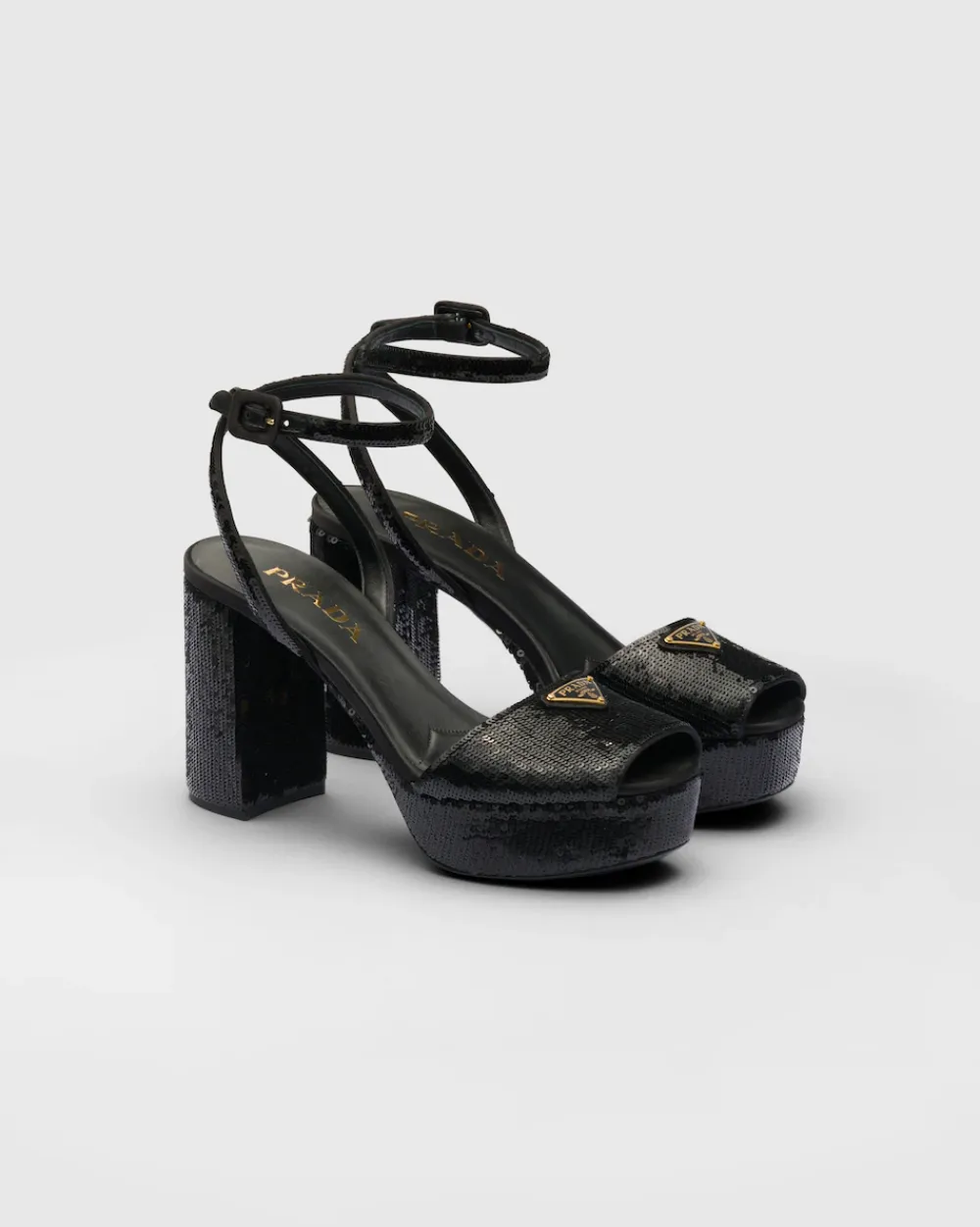 Mujer Prada SANDALIAS^Sandalias De Satén Y Lentejuelas Con Plataforma