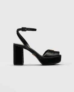 Mujer Prada SANDALIAS^Sandalias De Satén Y Lentejuelas Con Plataforma