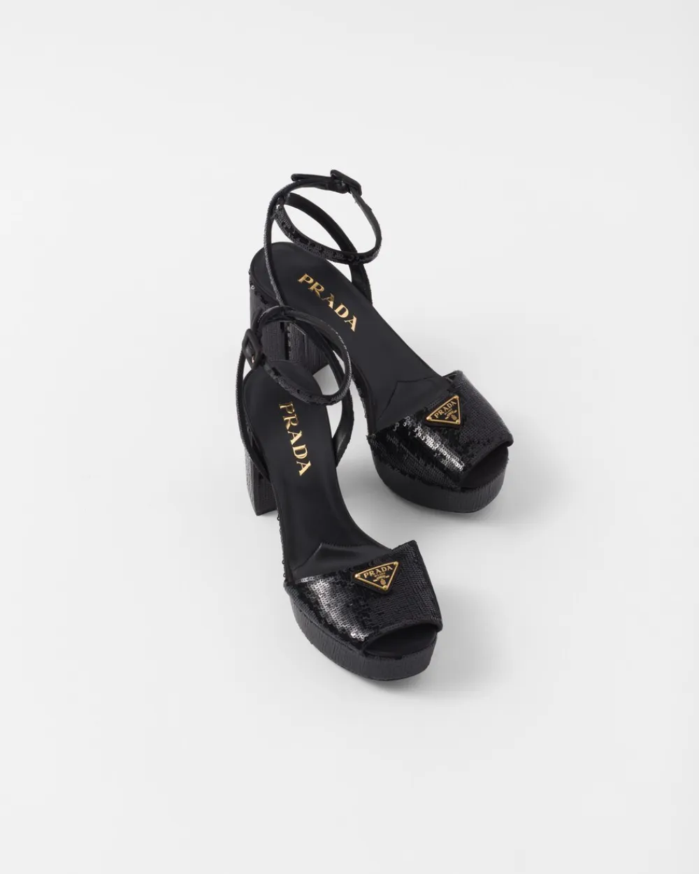 Mujer Prada SANDALIAS^Sandalias De Satén Y Lentejuelas Con Plataforma