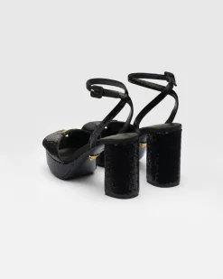 Mujer Prada SANDALIAS^Sandalias De Satén Y Lentejuelas Con Plataforma