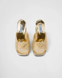Mujer Prada PANTUFLAS Y CHINELAS^Sandalias De Tacón De Satén Con Cristales