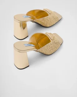 Mujer Prada PANTUFLAS Y CHINELAS^Sandalias De Tacón De Satén Con Cristales
