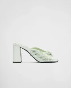 Mujer Prada PANTUFLAS Y CHINELAS^Sandalias De Tacón De Satén Con Cristales