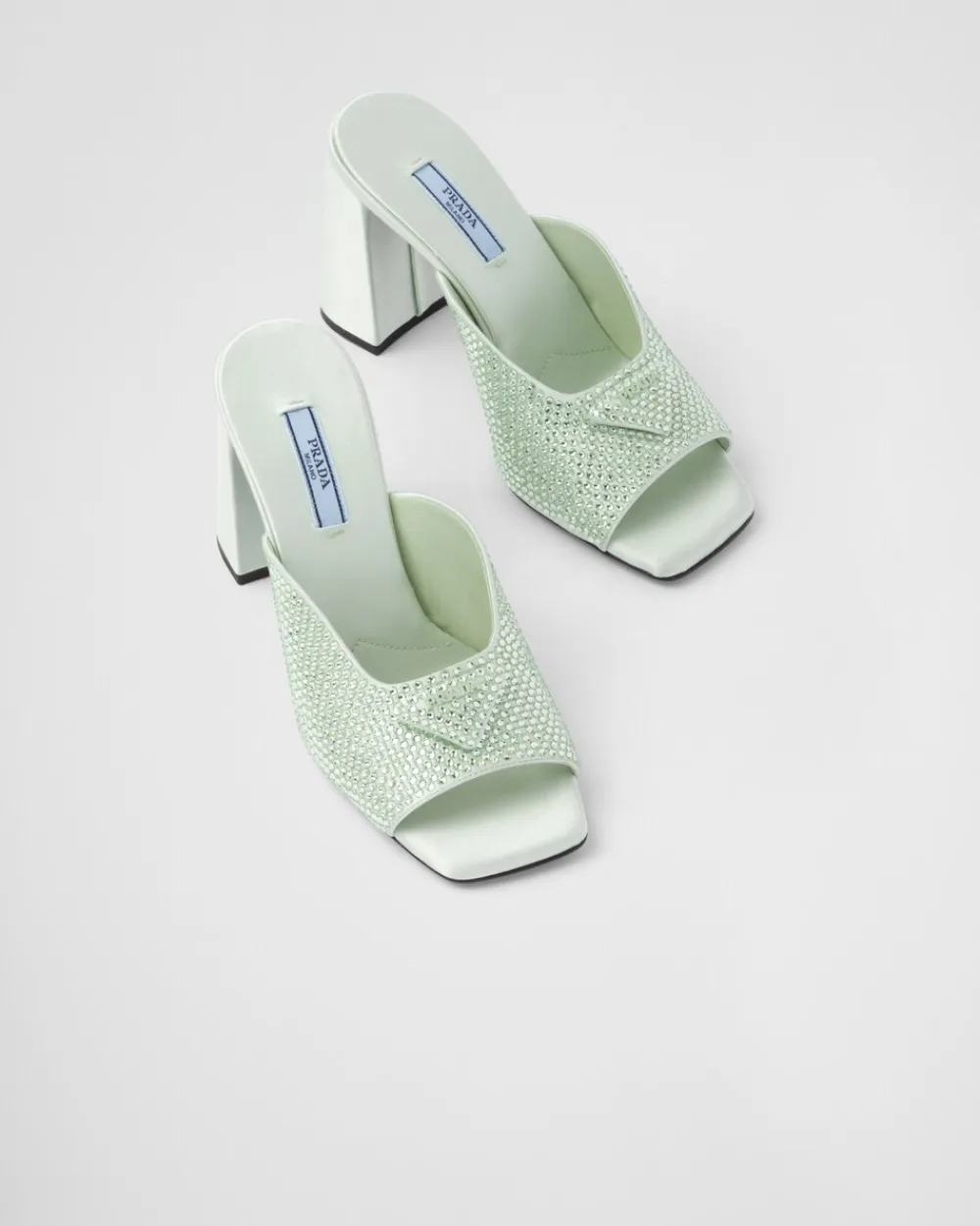Mujer Prada PANTUFLAS Y CHINELAS^Sandalias De Tacón De Satén Con Cristales