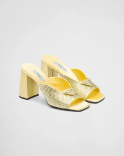 Mujer Prada PANTUFLAS Y CHINELAS^Sandalias De Tacón De Satén Con Cristales