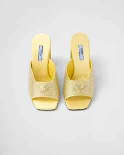 Mujer Prada PANTUFLAS Y CHINELAS^Sandalias De Tacón De Satén Con Cristales