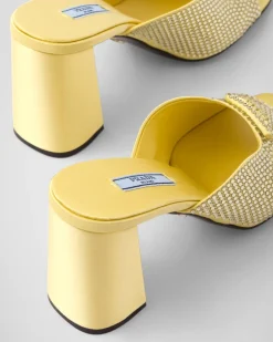 Mujer Prada PANTUFLAS Y CHINELAS^Sandalias De Tacón De Satén Con Cristales