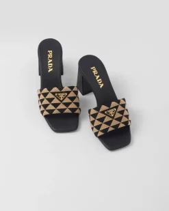 Mujer Prada PANTUFLAS Y CHINELAS^Sandalias De Tejido Bordado