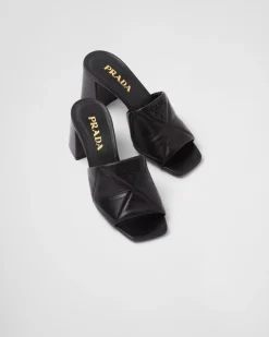 Mujer Prada PANTUFLAS Y CHINELAS^Sandalias En Napa Acolchada Con Tacón