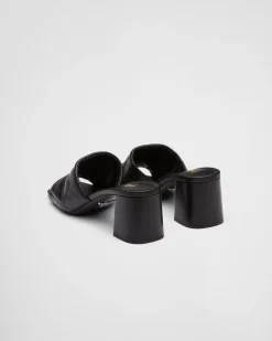 Mujer Prada PANTUFLAS Y CHINELAS^Sandalias En Napa Acolchada Con Tacón