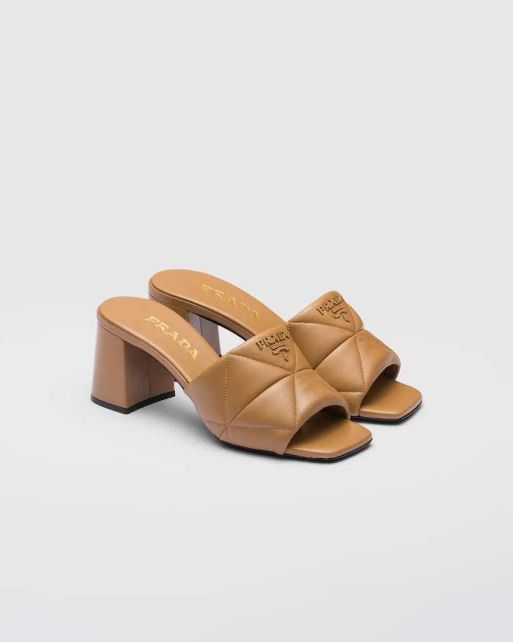 Mujer Prada PANTUFLAS Y CHINELAS^Sandalias En Napa Acolchada Con Tacón