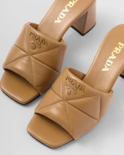 Mujer Prada PANTUFLAS Y CHINELAS^Sandalias En Napa Acolchada Con Tacón
