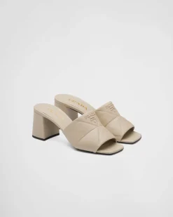 Mujer Prada PANTUFLAS Y CHINELAS^Sandalias En Napa Acolchada Con Tacón