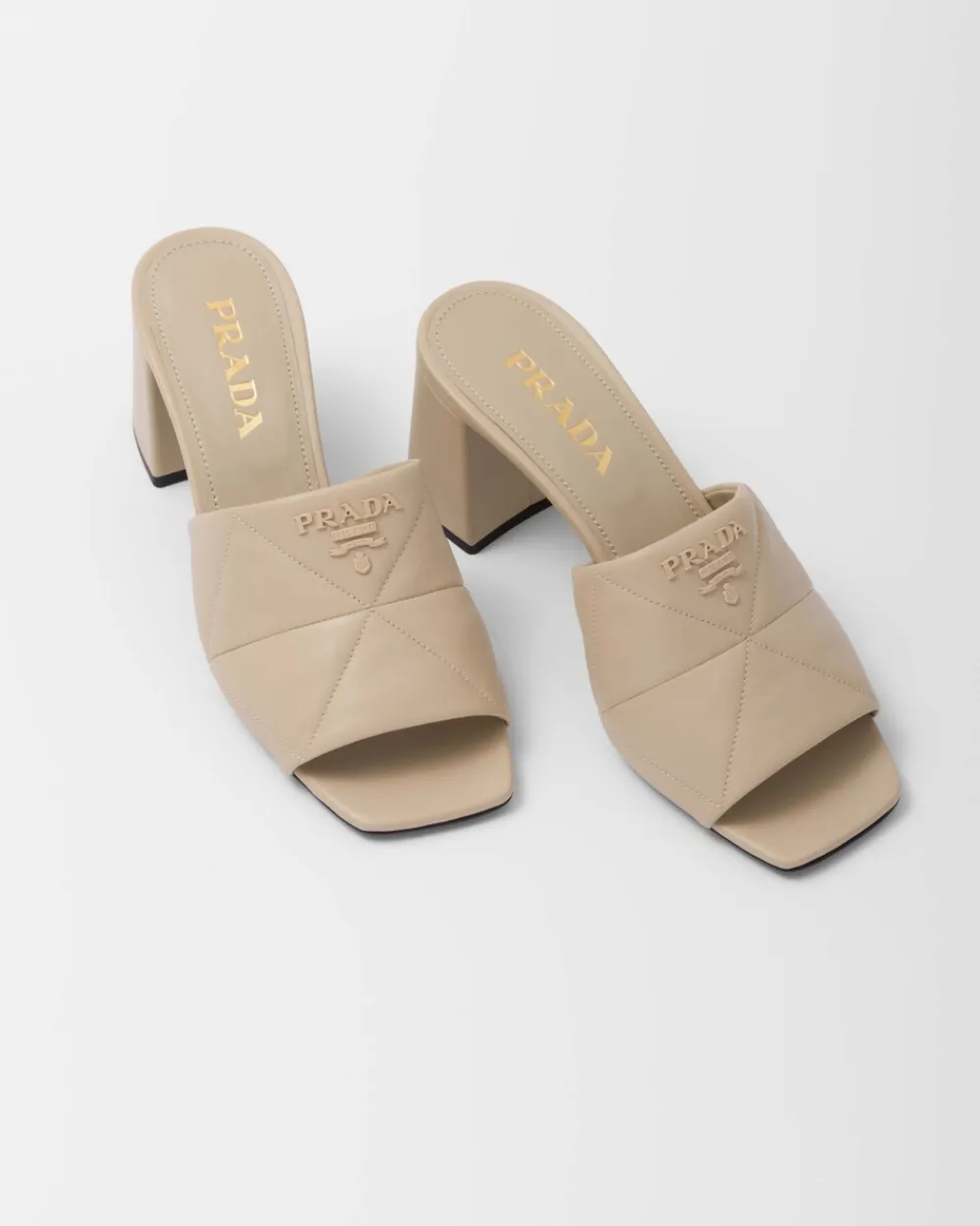 Mujer Prada PANTUFLAS Y CHINELAS^Sandalias En Napa Acolchada Con Tacón
