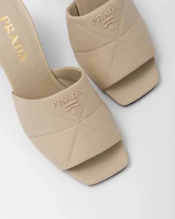 Mujer Prada PANTUFLAS Y CHINELAS^Sandalias En Napa Acolchada Con Tacón