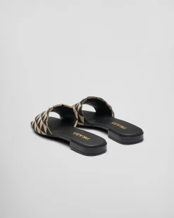 Mujer Prada PANTUFLAS Y CHINELAS^Sandalias En Tela Bordada