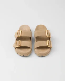 Mujer Prada PANTUFLAS Y CHINELAS^Sandalias Planas Con Tira De Ante
