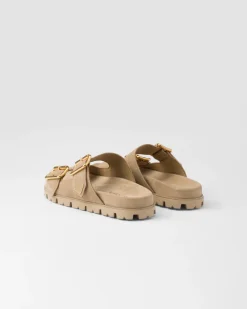 Mujer Prada PANTUFLAS Y CHINELAS^Sandalias Planas Con Tira De Ante
