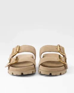 Mujer Prada PANTUFLAS Y CHINELAS^Sandalias Planas Con Tira De Ante