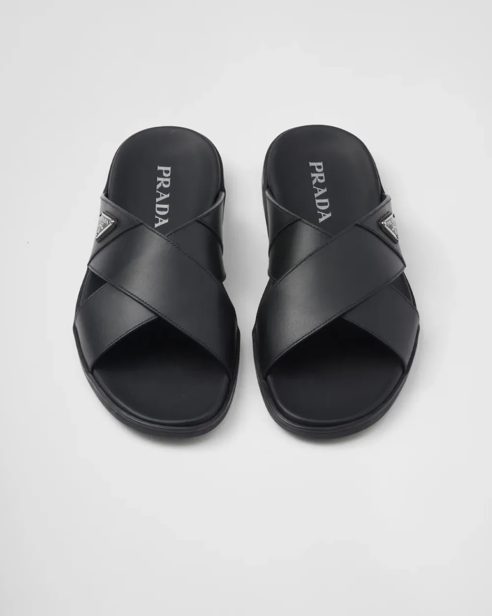 Hombre Prada SANDALIAS^Sandalias Planas Cruzadas De Piel