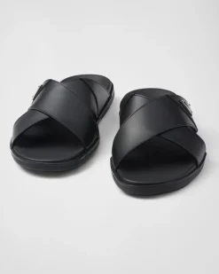 Hombre Prada SANDALIAS^Sandalias Planas Cruzadas De Piel