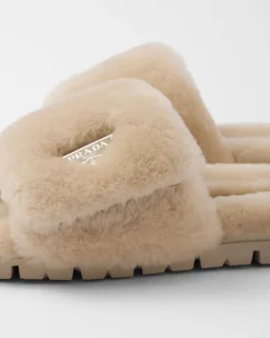 Mujer Prada PANTUFLAS Y CHINELAS^Sandalias Planas De Borreguillo