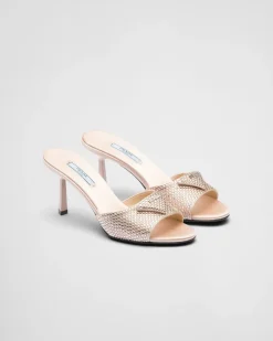 Mujer Prada PANTUFLAS Y CHINELAS^Sandalias Planas De Satén Con Cristales