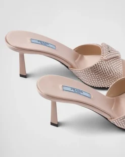 Mujer Prada PANTUFLAS Y CHINELAS^Sandalias Planas De Satén Con Cristales