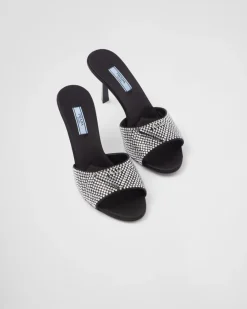 Mujer Prada PANTUFLAS Y CHINELAS^Sandalias Planas De Satén Con Cristales