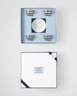 Prada TÉ Y CAFÉ^Set De Cuatro Tazas De Café De Porcelana - Checkerboard