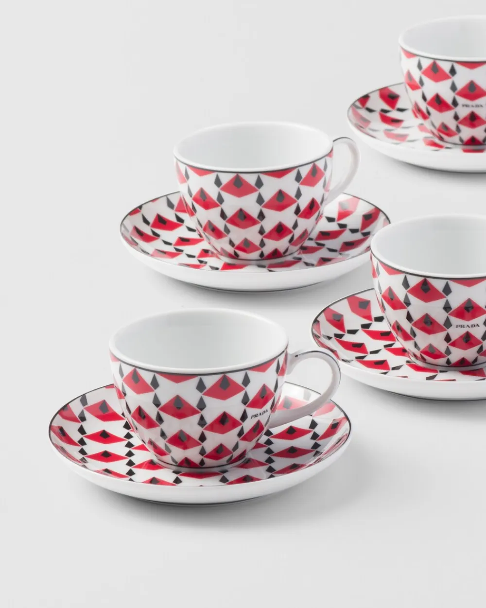 Prada TÉ Y CAFÉ^Set De Cuatro Tazas De Café De Porcelana - Vienna Red