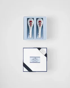 Prada BANDEJAS Y ACCESORIOS DE MESA^Set De Dos Cucharas De Porcelana - Vienna Red