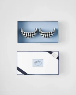 Prada PLATOS Y BOLES^Set De Dos Cuencos De Arroz O Cereales De Porcelana - Checkerboard