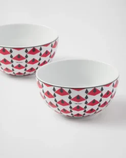 Prada PLATOS Y BOLES^Set De Dos Cuencos De Arroz O Cereales De Porcelana - Vienna Red