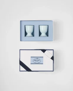 Prada BANDEJAS Y ACCESORIOS DE MESA^Set De Dos Hueveras De Porcelana - Celadon