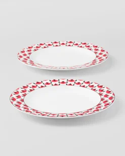 Prada PLATOS Y BOLES^Set De Dos Platos Llanos De Porcelana - Vienna Red