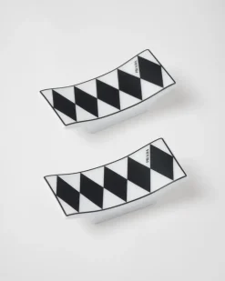 Prada BANDEJAS Y ACCESORIOS DE MESA^Set De Dos Soportes Para Palillos De Porcelana - Checkerboard