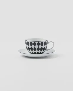 Prada TÉ Y CAFÉ^Set De Dos Tazas De Capuchino De Porcelana - Checkerboard
