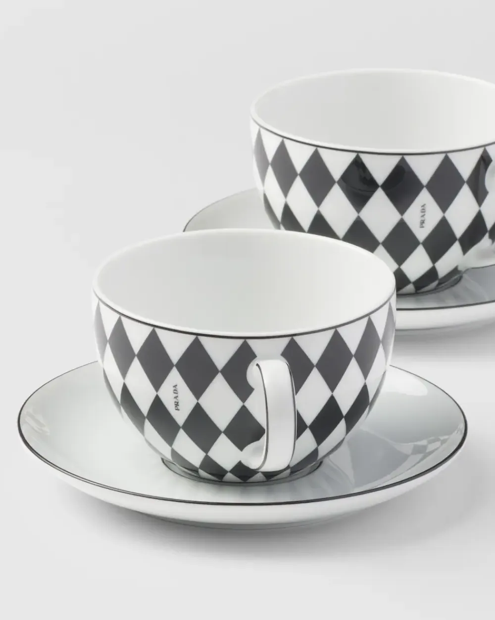 Prada TÉ Y CAFÉ^Set De Dos Tazas De Capuchino De Porcelana - Checkerboard