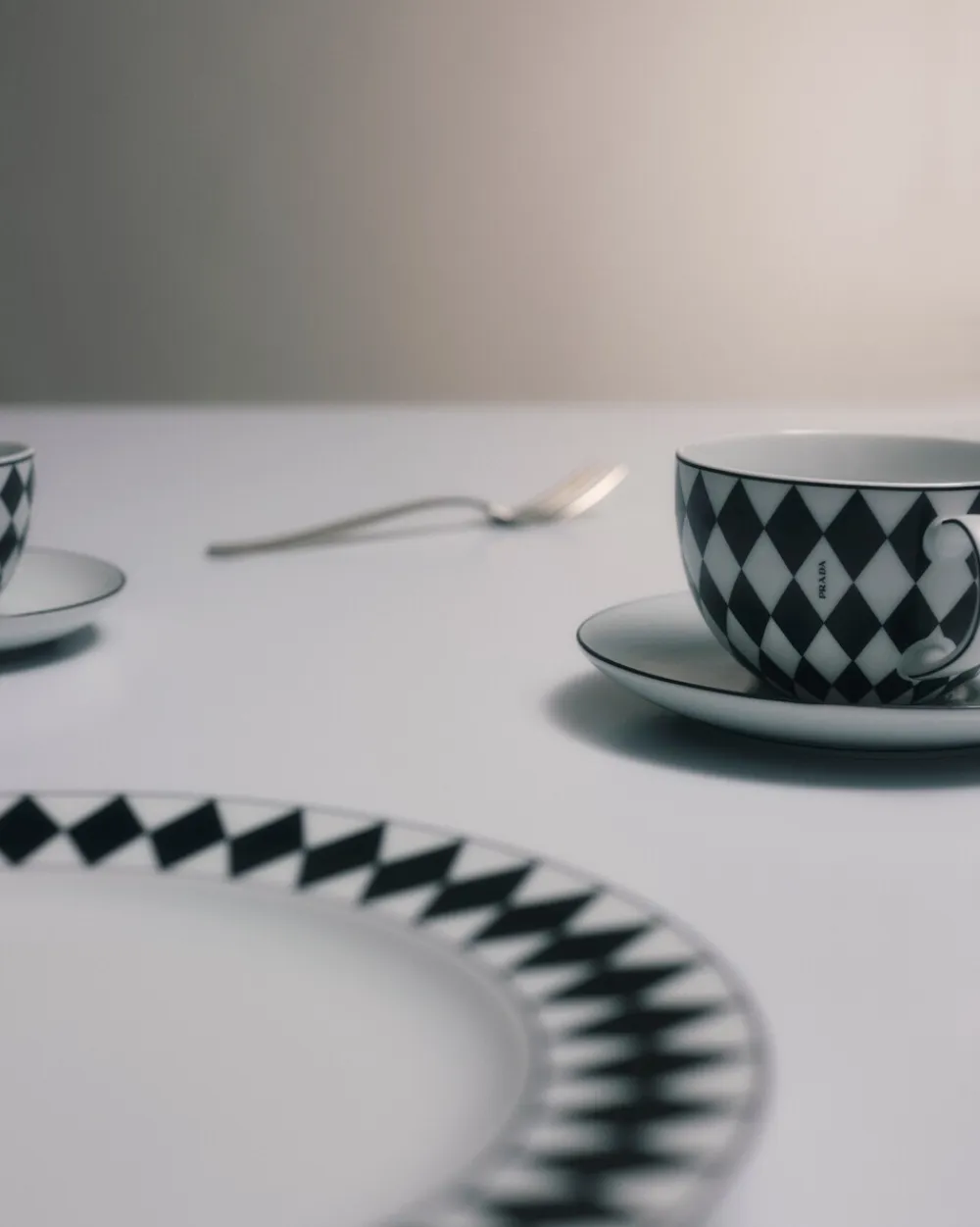 Prada TÉ Y CAFÉ^Set De Dos Tazas De Capuchino De Porcelana - Checkerboard