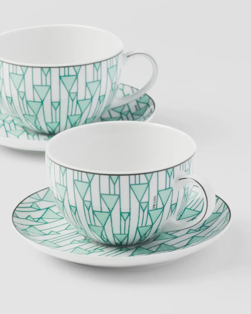 Prada TÉ Y CAFÉ^Set De Dos Tazas De Capuchino De Porcelana - Vienna Green