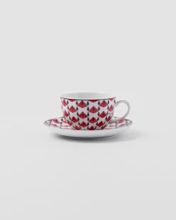 Prada TÉ Y CAFÉ^Set De Dos Tazas De Capuchino De Porcelana - Vienna Red