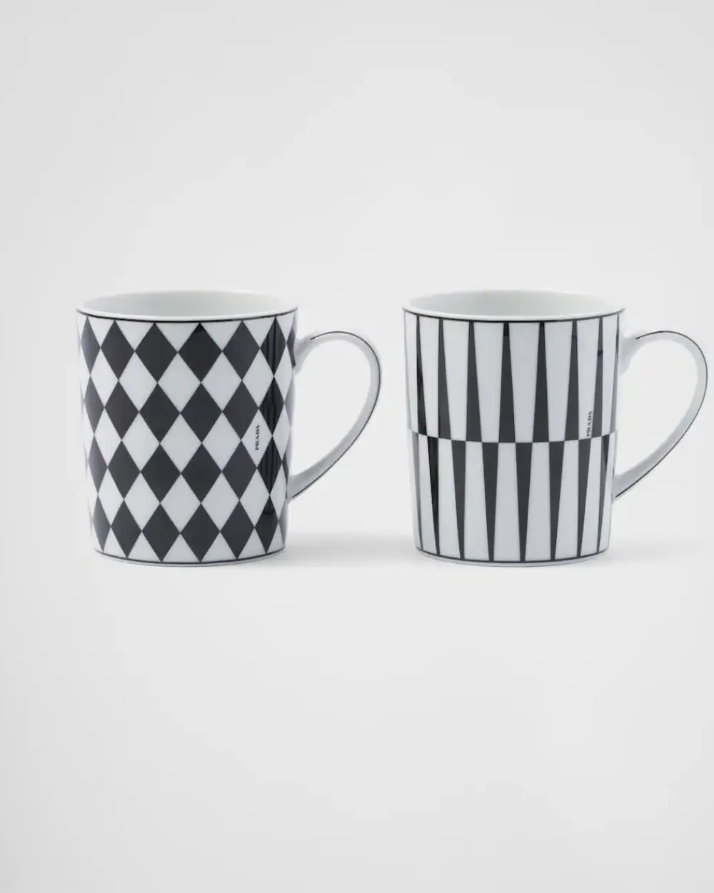 Prada TÉ Y CAFÉ^Set De Dos Tazas De Porcelana - Checkerboard Y Stripes