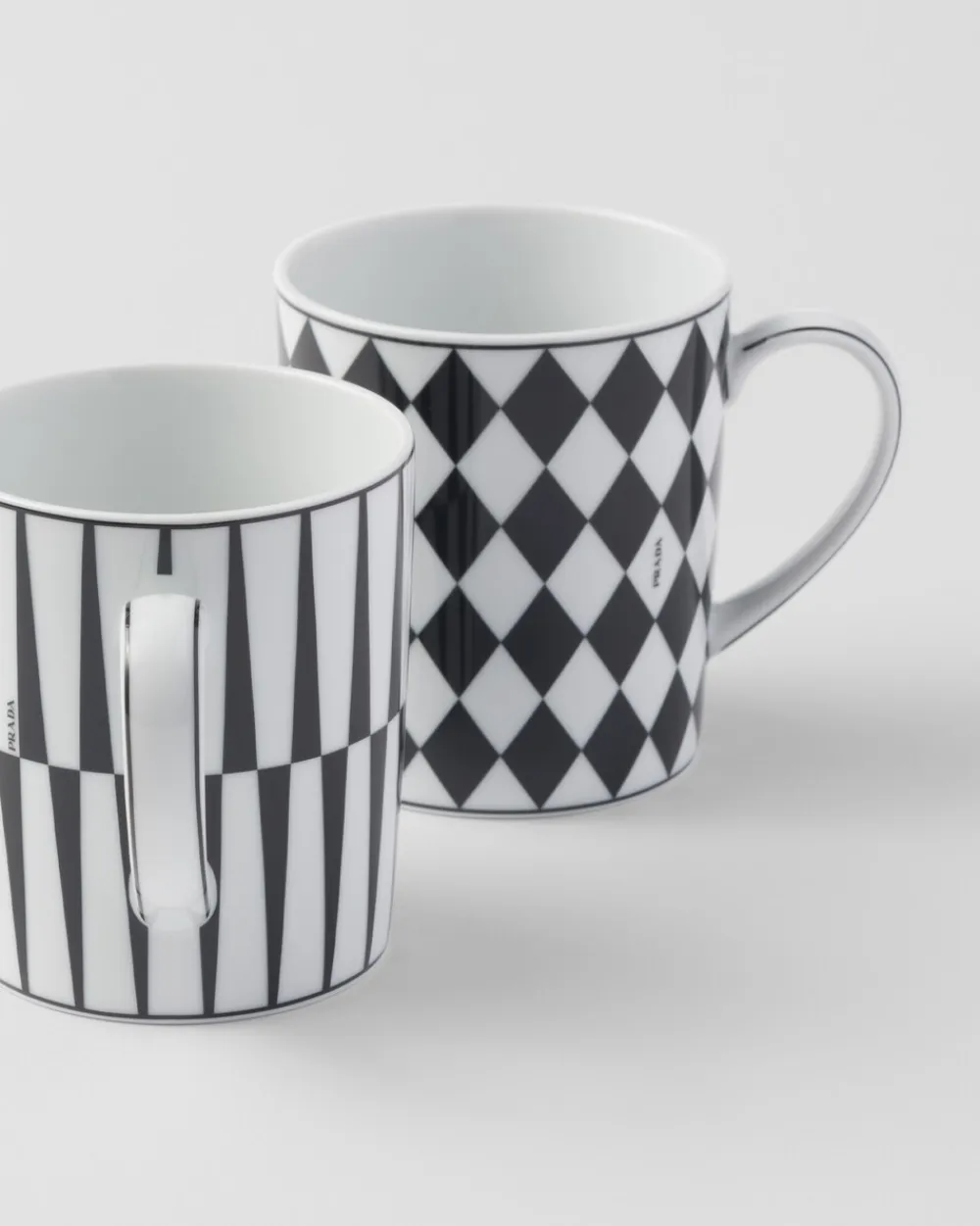 Prada TÉ Y CAFÉ^Set De Dos Tazas De Porcelana - Checkerboard Y Stripes
