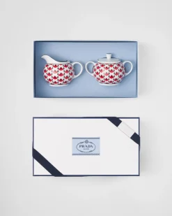 Prada TÉ Y CAFÉ^Set De Jarrita Y Azucarero De Porcelana - Vienna Red