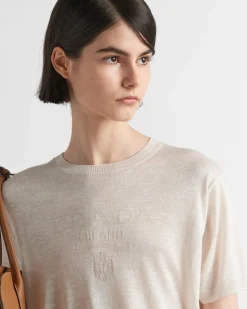 Mujer Prada TEJIDOS DE PUNTO^Silk Crew-neck Sweater